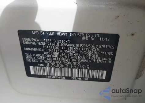 2014 Subaru Forester 2.0Xt Touring из США, поврежденный, VIN JF2SJGMC3EH527639